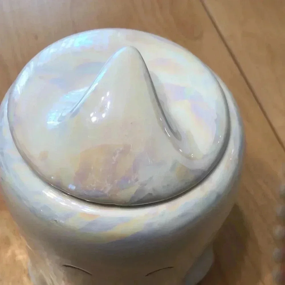 10 Strawberry Street white iridescent Ghost Halloween canister